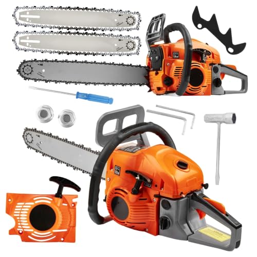 motosega a scoppio 58cc 5,9cv, barre 16" e 18" + 2 catene, motore 2 tempi potente, affidabile, perfetta per taglio legna, potatura, abbattimento alberi