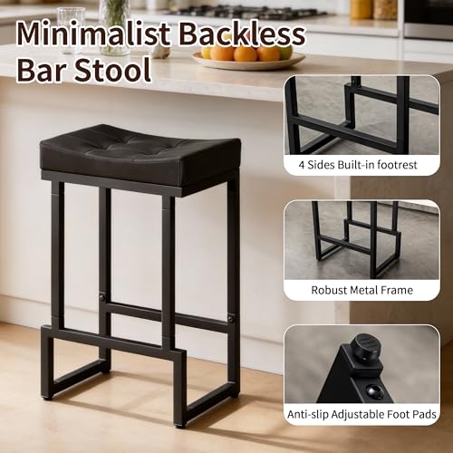 Image of FIRAVOE Bar Stools Set of 3, 24 Inch Backless Modern Counter Height Stools