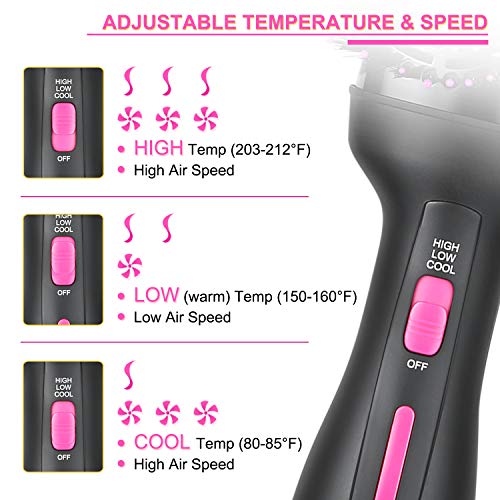 Hair Dryer Brush, Hot Air Brush, Hair Styler for Drying & Straightening & Curling, 3 in 1 Pink Lighter Styler, Hair Dryer & Volumizer - Thumbnail 4