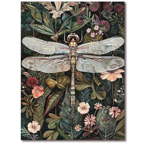 Image of Dragonfly Stamped Cross Stitch Kits for Adults - Embroidery Kits for Beginners Adults,11 CT Patterns Dimensions Counted Cross Stitch Kits for Adults Arts Craft 12x16 inch