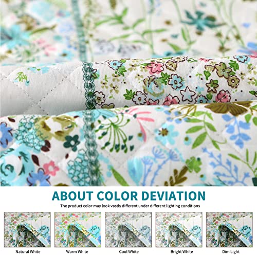 Qucover Single Quilted Throw Lightweight Microfiber Blue Floral Pattern Bedspreads Single Size, All Seasons Sofa Bed Decorative Quilt Blanket 150x200 cm - Cosy Home Interiors Qucover Single Quilted Throw Lightweight Microfiber Blue Floral Pattern Bedspreads Single Size, All Seasons Sofa Bed Decorative Quilt Blanket 150x200 cm - Image 6