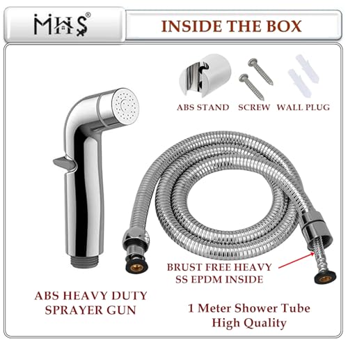 Image of MHS High Pressure Jet Spray for Toilet | Health Faucet Set with Hand Shower Gun & 1M SS Hose Pipe | Bathroom Toilet Jet Spray for Hygiene Cleaning | Toilet Gun for Western Toilet (Round Updown Abs)