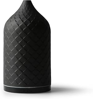ZEIGGA LAB Essential Oil Diffuser for Home, Ceramic Aromatherapy Diffuser for Essential Oils, 120ml Oil Diffuser with Waterless Auto-Off and 7 LED Lights for Large Room Yoga Spa (Black)