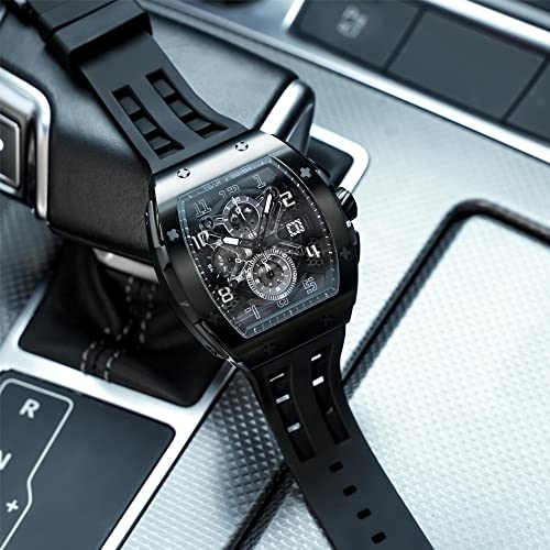 Image of Tsar Bomba Mens Watches Quartz Wristwatch for Men Waterproof 50M Analog Luxury Tonneau Chronograph Calendar Date Men's Dress Business Work Watch Gift for Men