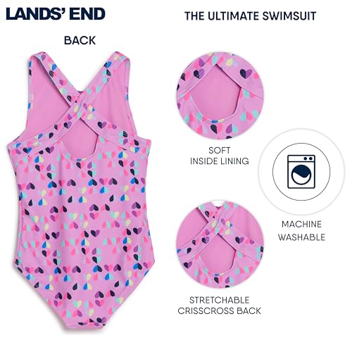 Image of Lands' End Girls' UPF 50+ Stretch Crisscross Back One Piece Swimsuit