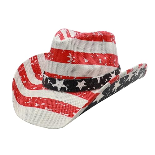 Image of Mens Straw Cowboy Hat Unisex Western Beach Sun Hat for Men Women Wide Brim Fedora Hat Cowgirl Hats Summer Panama Hat