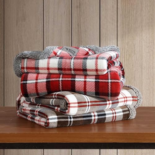 Image of Eddie Bauer - Throw Blanket, Ultra-Soft & Reversible Plush Bedding, Blanket for Couch & Bed (Trailhead Plaid Brown, 50 inch x 70 inch)