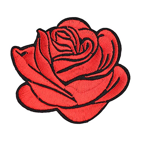 Qingsb Patch thermocollant en forme de rose pour décoration de sac, chapeau - Rouge Cover