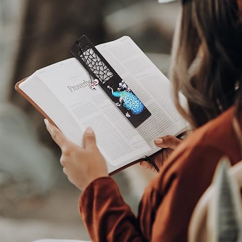 Miniatura 6 de ZIZZON Marcapáginas de madera para hombres y mujeres, hecho a mano, tallado en madera natural, arte hueco y pintado, regalo ideal para hombres,