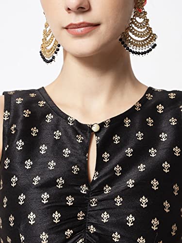 Image of studio rasa Women's Dupion Hand Block Printed Readymade Top for Festive Wedding Party