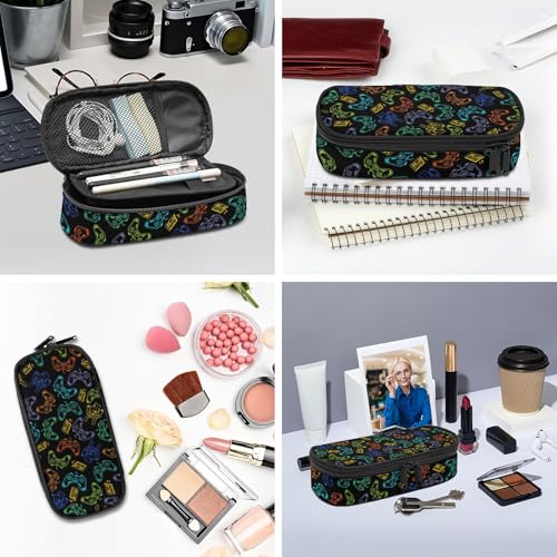 Image of Colorful Game Video Game Controller Pencil Case for Boys Girls, Large Capacity Black Pen Bag, Pencil Pouch With Zipper Compartments, Organizer for School Office Home Business