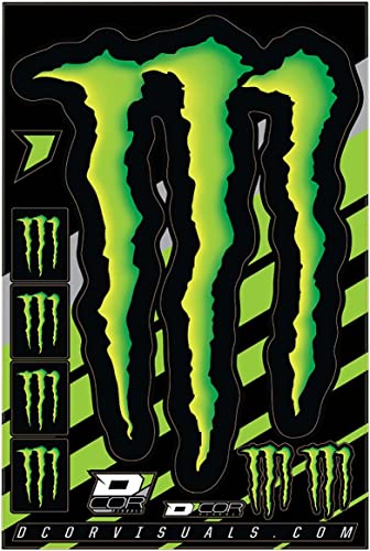 Dcor Visuals Racing Sticker Decal Sheet Compatible with Monster Energy 4 Mil Thick Vinyl Moto Dirt Bike MX Helmet ATV 19x12