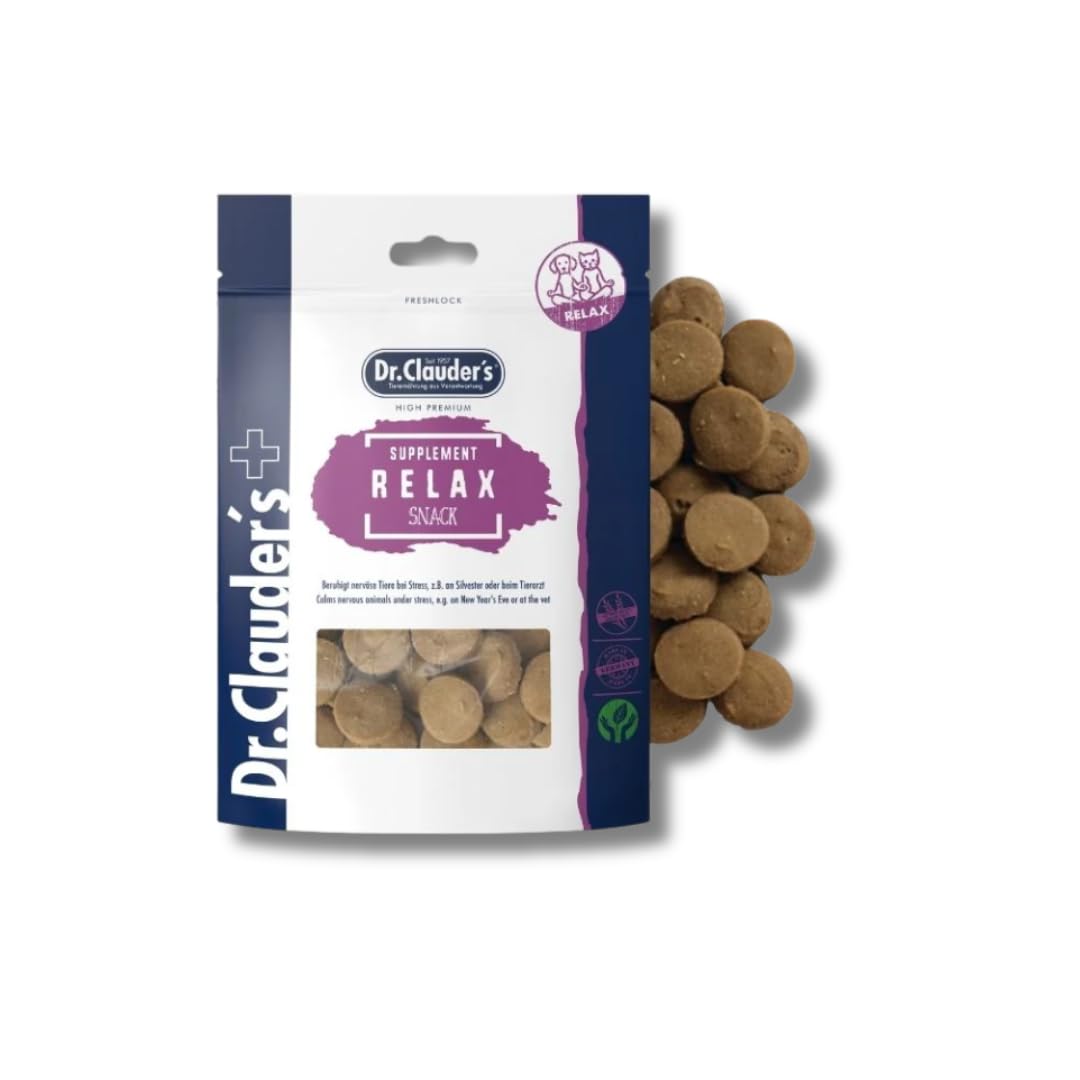 Supplement Relax | Snack per cani e gatti | 2 x 150 g | Senza cereali | Dr.Clauder's | Alimento complementare | Per situazioni particolari | Con Lactium® & erbe | Confezione Doppia