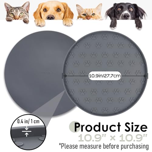 AVYDIIF 2 stück Napfunterlage für Hund Katzen[28cm x 28cm], hundenapf unterlage fressnapf Hund Futtermatten aus Silikon wasserdichte rutschfeste Fressnapf mit Rand, Spülmaschinenfest (2 Schwarz)