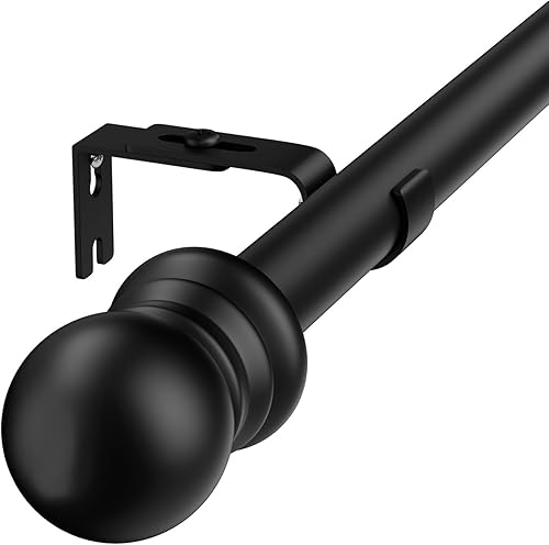 HOSKO Barra de cortina larga para ventana, barras de cortina para ventana de 120 a 170 pulgadas, incluye tres soportes de montaje (negro)