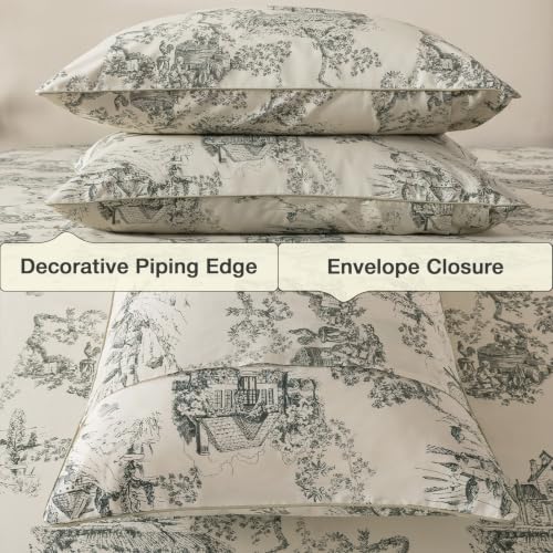 Image of French Country Flannel-Like Toile Percale Sheets California King