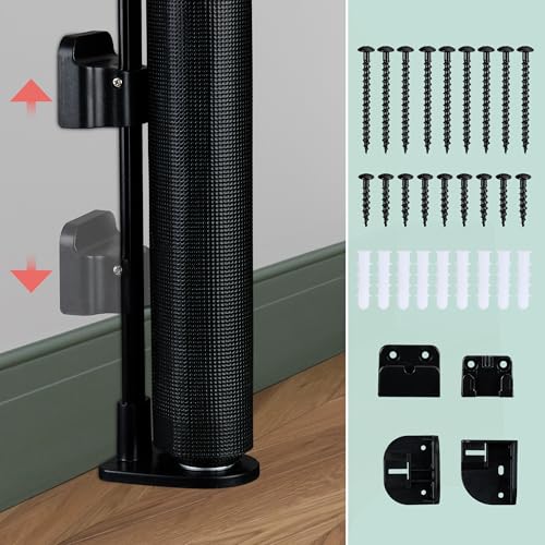 Relaxdays Treppenschutzgitter ausziehbar, Öffnungsbreite 70-140 cm, Bohrmontage, Kinder & Hunde, Türschutzrollo, schwarz
