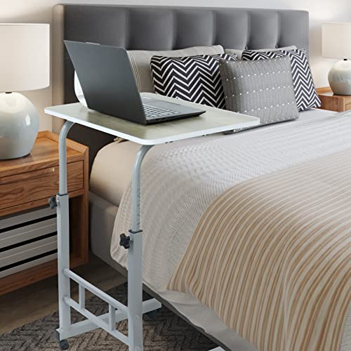 Laptop Desk, Standing Height Adjustable Mobile Laptop Table With Rollers, Portable Desk With Brake Casters, Overbed Bedside Folding Laptop Desk (23*15") #TOP1