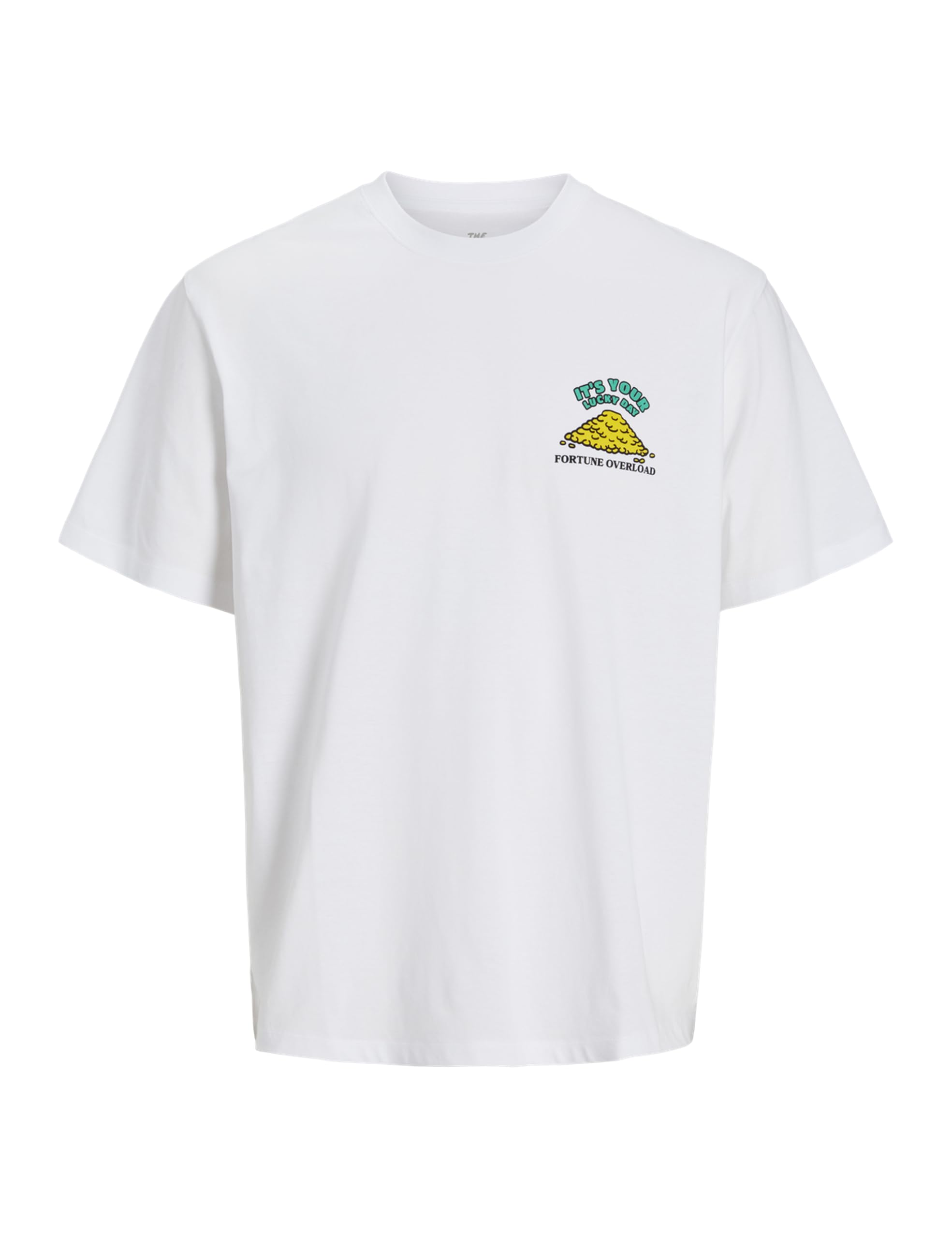 Jack & Jones Men's Bright White Jorbigwig Tee Ss Crew Neck Tg, L