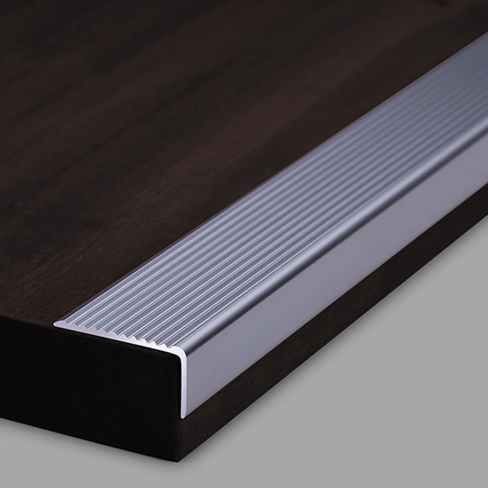 L-Sd - Protector de escalera de metal, tira antideslizante para peldaños interiores y exteriores, cubierta segura para peldaños de escalera, fácil de instalar