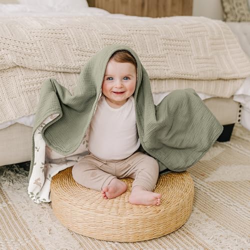 Image of Konssy Muslin Baby Blankets, Super Soft 100% Cotton Crib Blanket | Soft Lightweight Nursery Swaddling Wrap for Girls Boys, Infant Toddler, 40 X 36 In, Rabbit