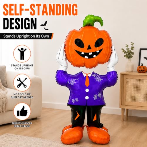 Image of AMFIN Halloween Pumpkin Head Character Foil Balloon Decoration