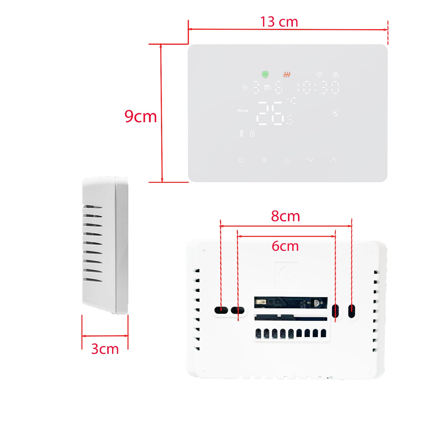 Smart Termostato WiFi per Caldaia a Gas, Termostato Ambiente da parete,Termostato Digitale Programmabile, Funzione INVERNO/ESTATE,Display LCD Touch Riscaldamento Domestico (100-240V)