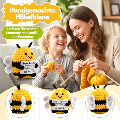 Glücksbringer Biene Pocket Hug Biene Glücksbringer Geschenke Glück Biene Positive Geschenke Positive Handgestrickt Biene Kuscheltier Geschenk Positiv Kartoffel Deutsch Ersatz Mutmacher Geschenk