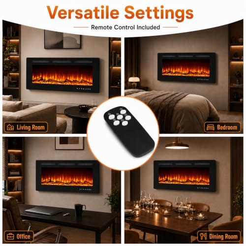 Image of GarveeTech 68 Inch Electric Fireplace Recessed and Wall Mounted