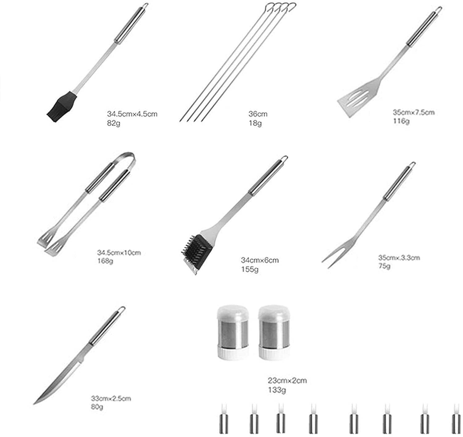 Set di Utensili per Barbecue in Acciaio Inossidabile da 20 Pezzi, Kit di Accessori per grigliate Resistenti con Custodia, per Cucinare all'aperto, Campeggio, ba