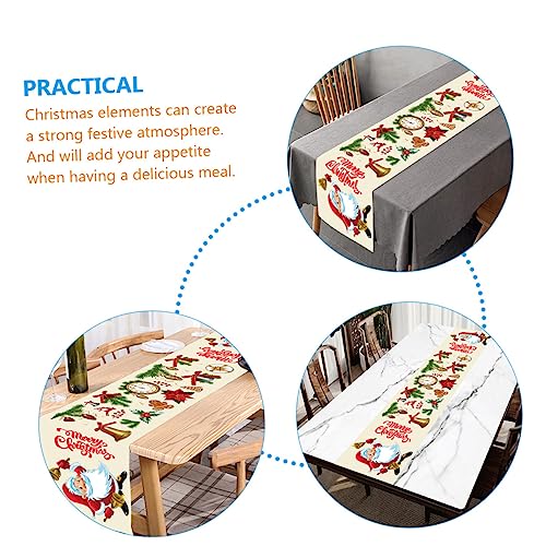 Chemin de table de Noël de qualité supérieure lot de 4 pièces drapé en polyester - 5