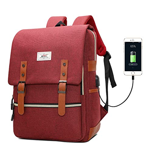 Mochila vintage para computadora portátil para mujeres y hombres  moda universidad