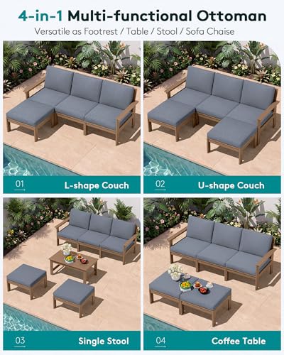 Image of SERWALL HDPE Outdoor Ottoman with Cushions
