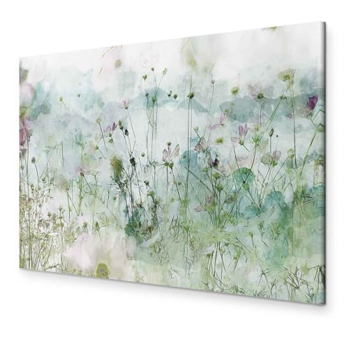B&D XXL - Handart Wiese Kunstdruck auf Leinwand 60x40 cm 1 tlg Groß Kunstbilder wie Handgemalte Wandbilder XXL mit Acrylgel beschichtet Wand Bilder mit Struktur Blumen Natur b-C-1025-b-a