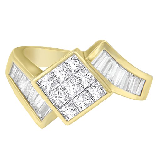 Original Classics 14K Yellow Gold Princess and Baguette Cut Diamond Ring (1.90 Cttw, G-H Color, SI2-I1 Clarity) - Size 5-3/4
