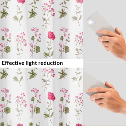 Image of HOMEMONDE Duck Curtain Long Door 8 Feet Curtains Set of 2- Floral Printed Room Darkening Curtain with Eyelets - (96 Inches, Pink Floral)