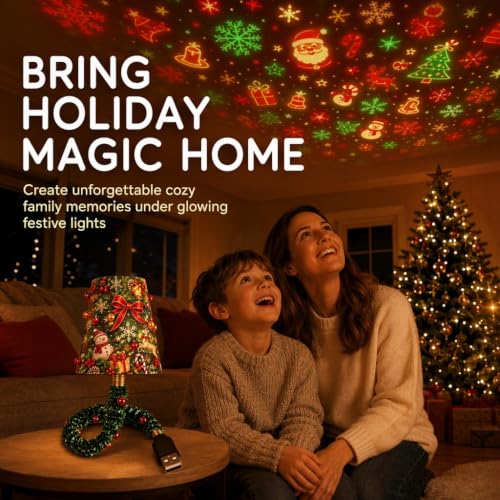 Christmas Projector Indoor Tree Shape Living Room Bedroom USB Holiday Lamp | Christmas projector indoor, tree shaped design USB powered plug in use Santa reindeer snowman snowflake patterns cozy nights - image 2