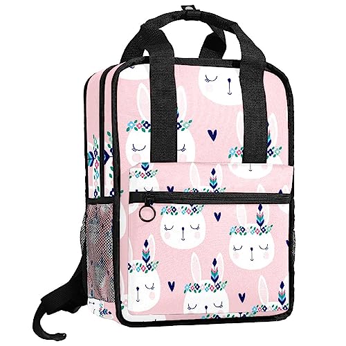 Sac à dos lapins roses idéal pour les sorties au parc et l'école primaire