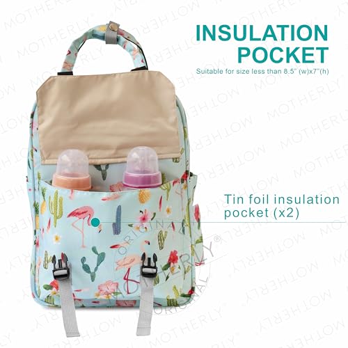 Image of Motherly Printed Diaper Bag for Mothers for Travel, Maternity Bag for Newborn Baby, Mothers Travelling Bag, Multiple Pocket Water Resistant Baby Bag, Hospital Bag for moms (Cactus Light Green)