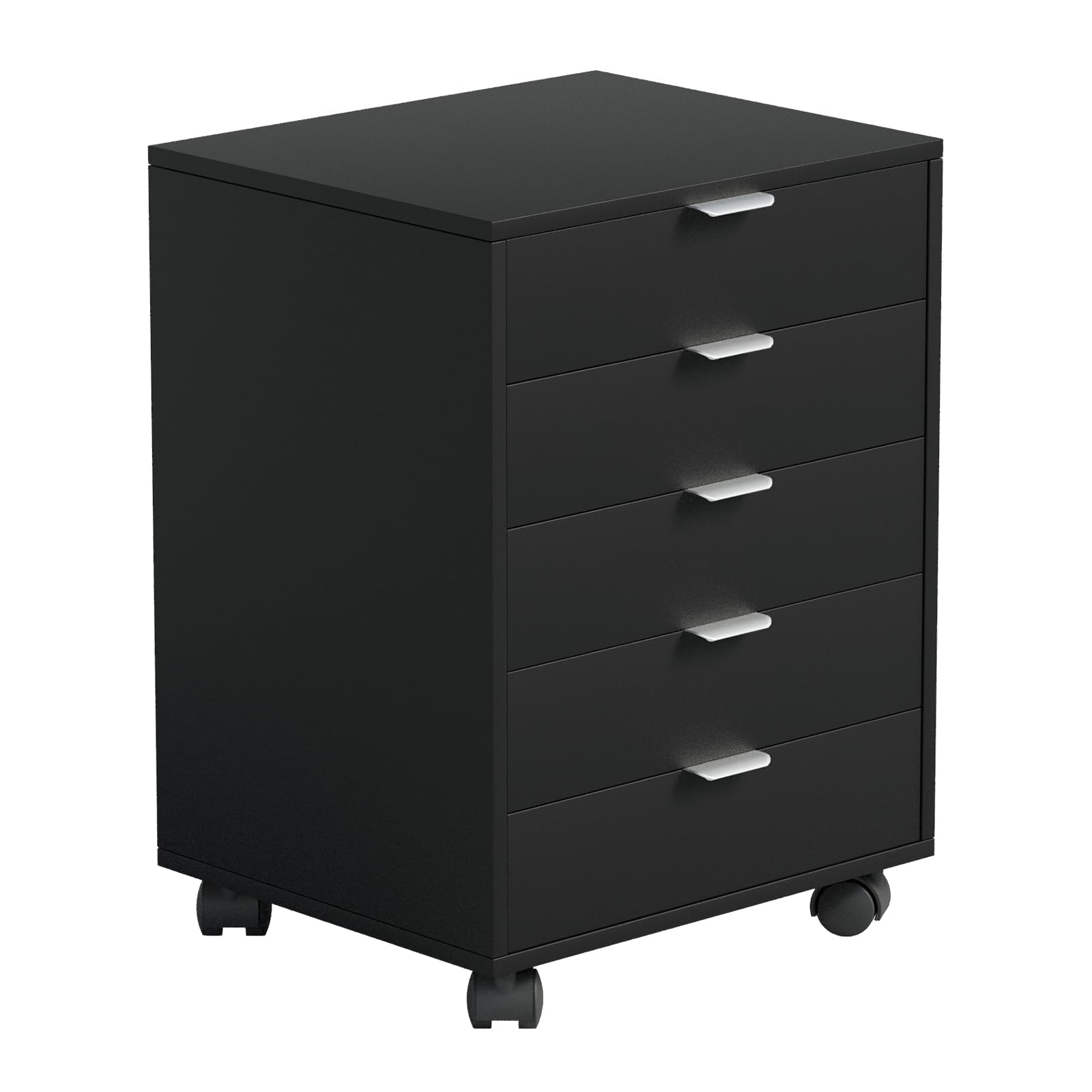 ELUCHANG Schubladenschrank, Rollcontainer, Mobiler Aktenschrank mit 5 Schubladen, Unter Schreibtisch SchrankBüro, Schubladenkommode für Zuhause Büro, Homeoffice, Schwarz