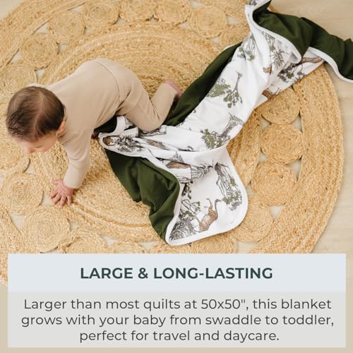 Image of Pobibaby Boy Blankets, Toddler Blanket, 50x50, Soft Cotton (Safari)