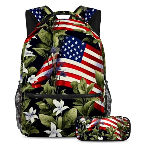 Cartable ensemble de 2 pièces pour adolescents grand sac à dos motif américain filles garçons