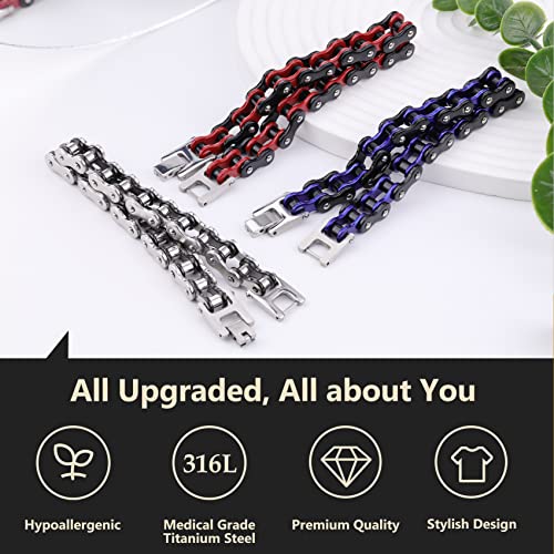 Feraco Mens Bikers Bracelet Stainless Steel Motorcycle Bike Chain Bracelets 8.4 Inch2