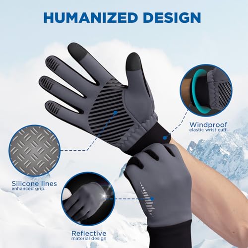 Image of SIMARI Winter Gloves for Women Men - Cold Weather Thermal Touch Screen Ski Snow Glove Liners, Non-Slip Palm & Warm Fleece Lined, for Running Cycling Driving Hiking Walking Sports Outdoor Texting Work