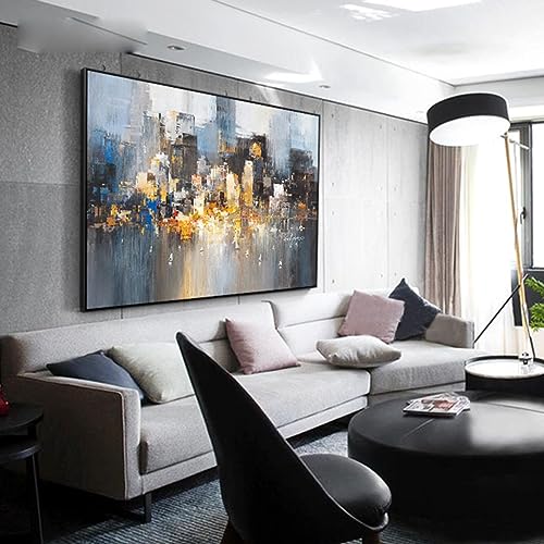 Toile abstraite ville peinture moderne sur châssis de qualité supérieure 80x125