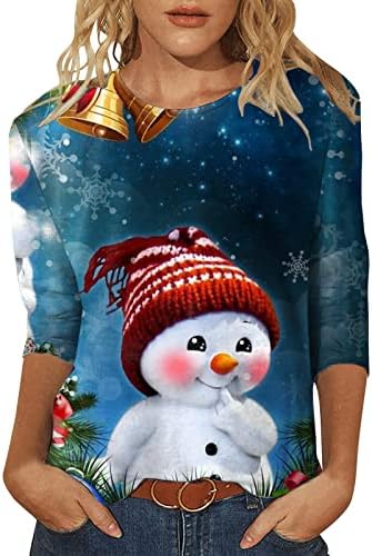 Christmas Shirts for Women Loose fit 3/4 Sleeve T Shirt Fashion Santa Claus Graphic Cute Top Casual Blouse Tee Shirt,Ladies Crew Neck Tunic Top Cartoon Harajuku Kawaii Tshirt(C-White,Small)