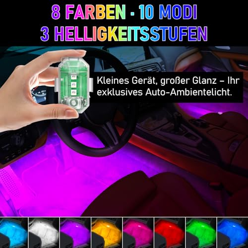 4 Stück Drahtloses Auto LED-Blitzlichter Akku mit Fernbedienung, 8 Farben Hochhelle Blitzleuchte für Auto, Drohne, Kinderspielzeug, Kinderwagen, Rollschuhlaufen
