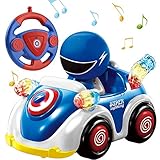RC Toys Remote Control Car for 1 2 3 4 5 6 Year Old Baby Toddlers Children STEM RC Cartoon Race Car Toys for Kids with Music and Lights RC Car Christmas Birthday Gifts Boys Girls
