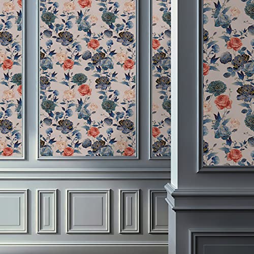 Papier peint autocollant bleu floral meuble étagère armoire 45x300 - 6