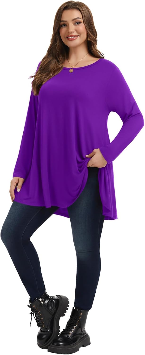 LARACE Plus Size Tunic Tops Long Sleeve Shirts for Women Swing Flowy Loose Fit Clothes for Leggings - Image 6